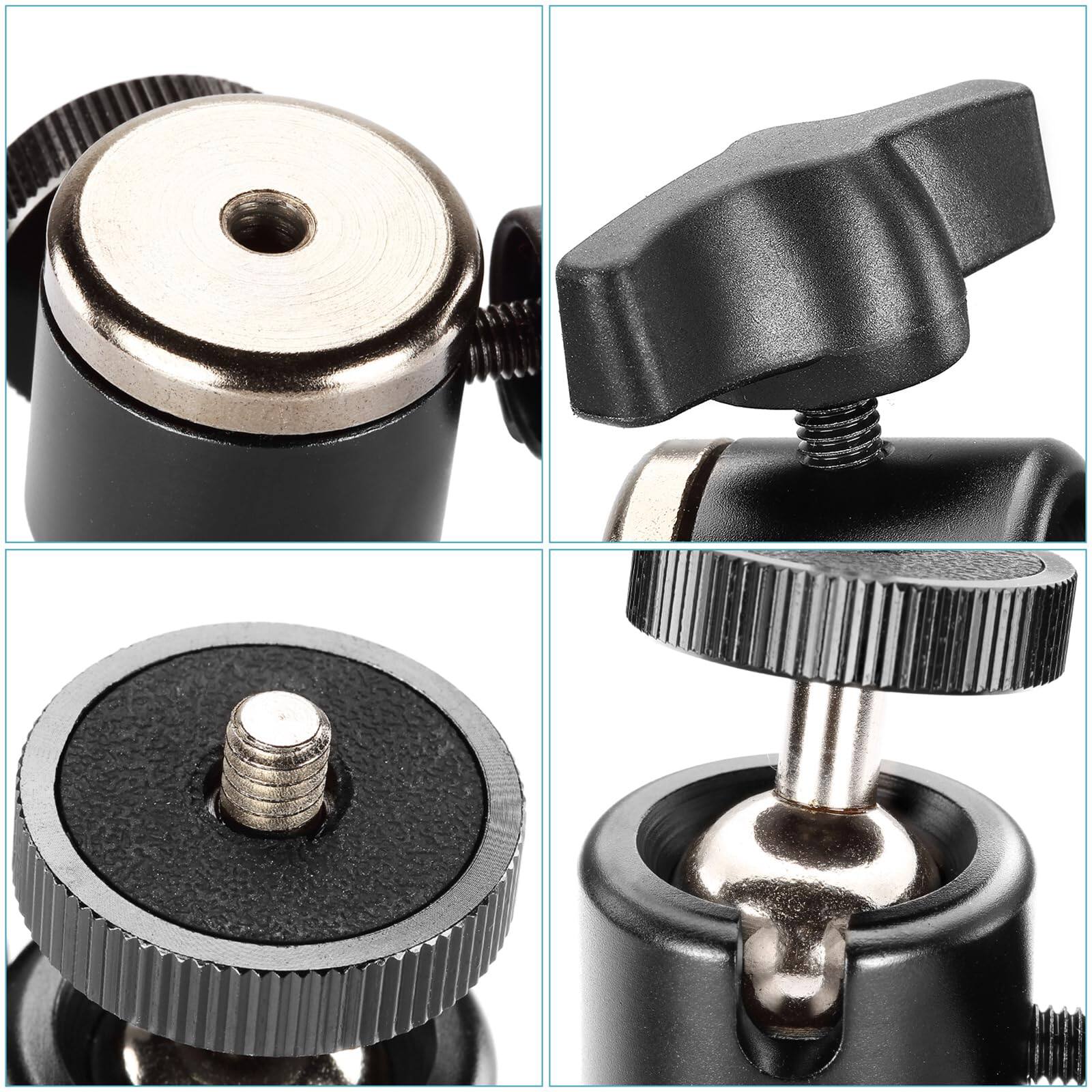 Alt View 2. Neewer - 360° Mini Ball Head with 1/4" & 3/8" Thread Base, Aluminum Alloy.