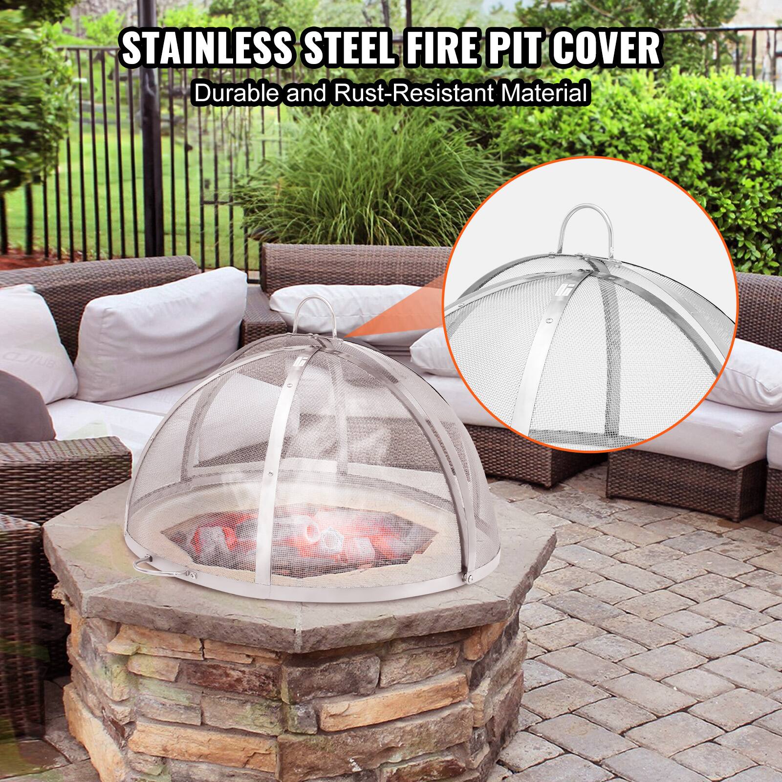 STAINLESS STEEL FIRE PIT COVER  
Durable and Rust-Resistant Material