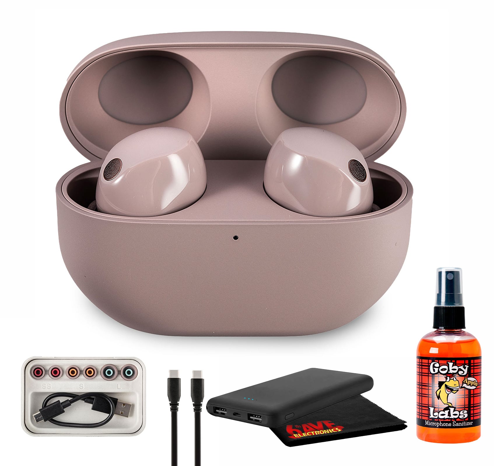 Sony - WF-1000XM5 True Wireless Noise-Canceling Headphones (Smoky Bundle (International Model) - Pink