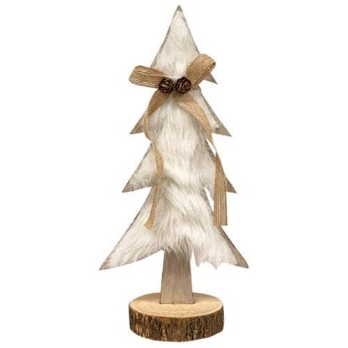 BreeBe - *Fuzzy Christmas Tree On Base - White