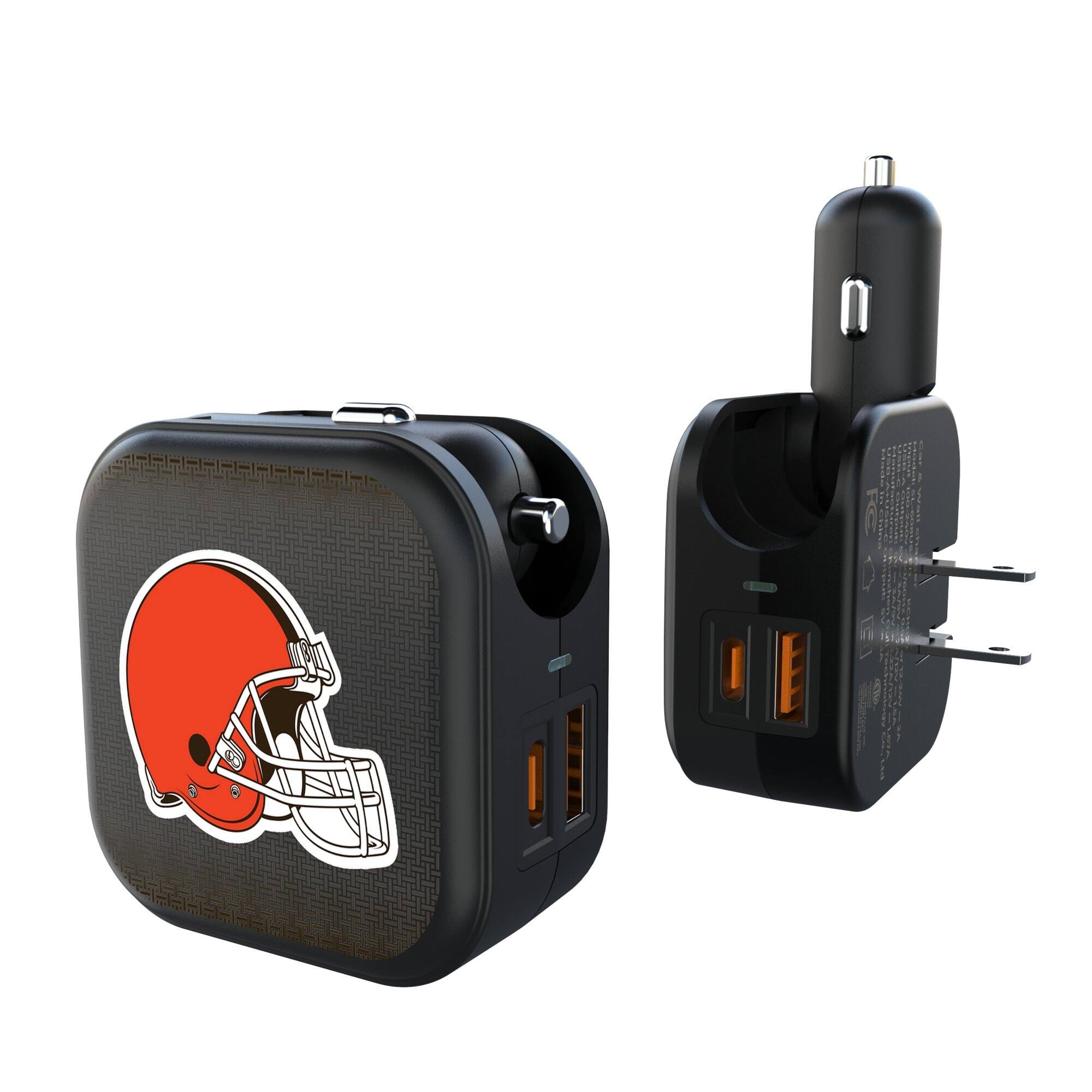 Front. Keyscaper - Cleveland Browns 2-in-1 USB A/C Charger - Black.