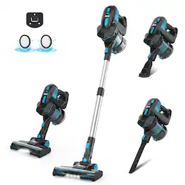 INSE - Cordless Vacuum Cleaner, 6 in 1 Lightweight Stick Vacuum with Powerful Suction, For Hard Floor Carpet Pet Hair Home - Blue