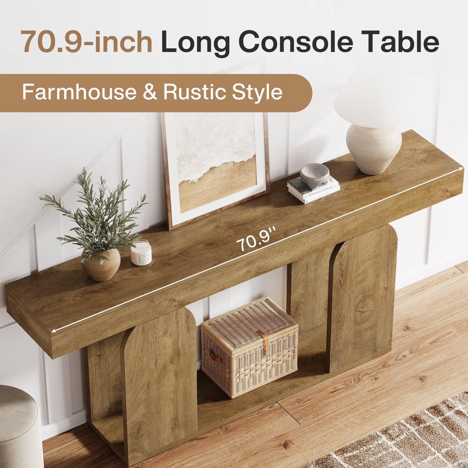 70.9-inch Long Console Table  
Farmhouse & Rustic Style