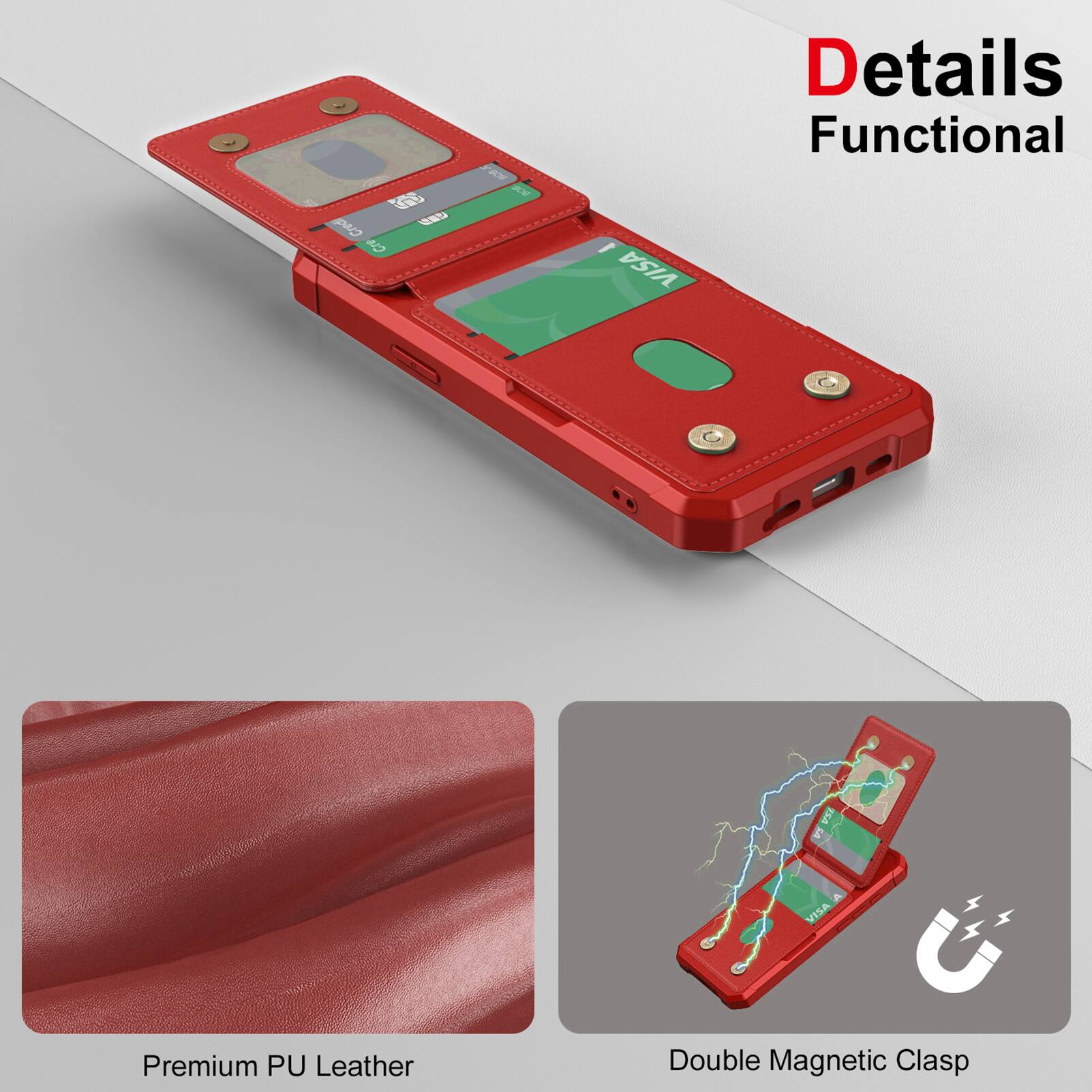 GD PAO D CH # AW 1 VISA Details Functional IKA L VISA Premium PU Leather Double Magnetic Clasp