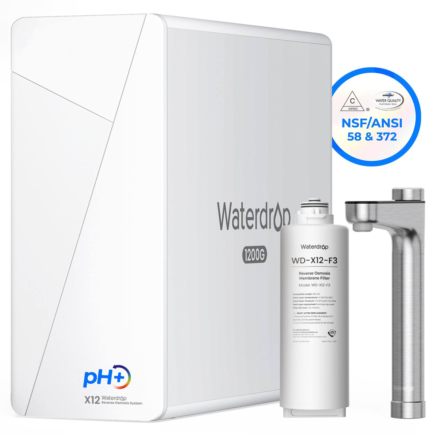 Waterdrop - X12 Reverse Osmosis System Extra WD-X12-F3 Water Filter - White