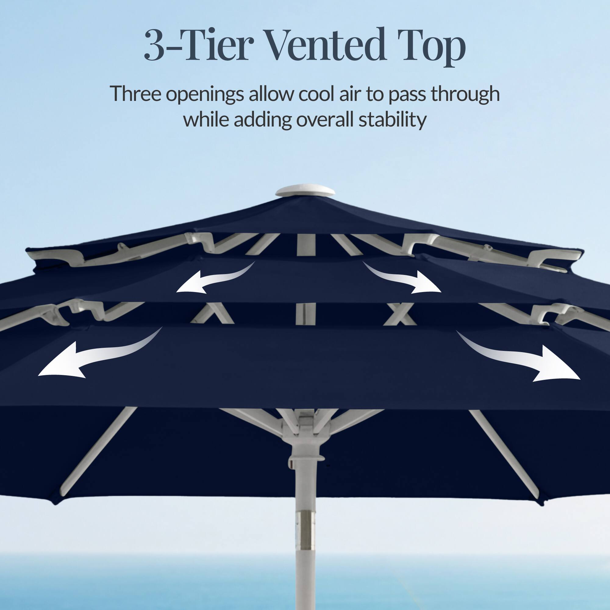 3-Tier Vented Top

Three openings allow cool air to pass through while adding overall stability