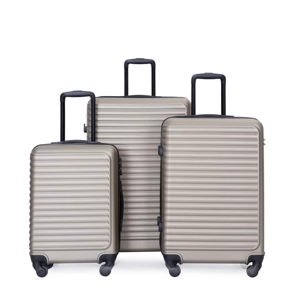 Ropilly - 3 Piece Luggage Set Hardshell Suitcase with Wheels - Gold