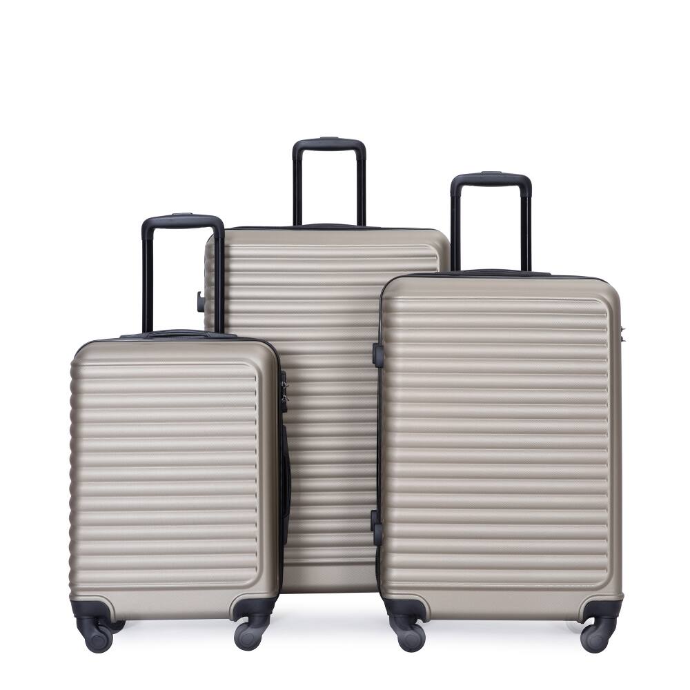 Front. Ropilly - Ropilly 3 Piece Luggage Set Hardshell Suitcase with Wheels Gold - Gold.