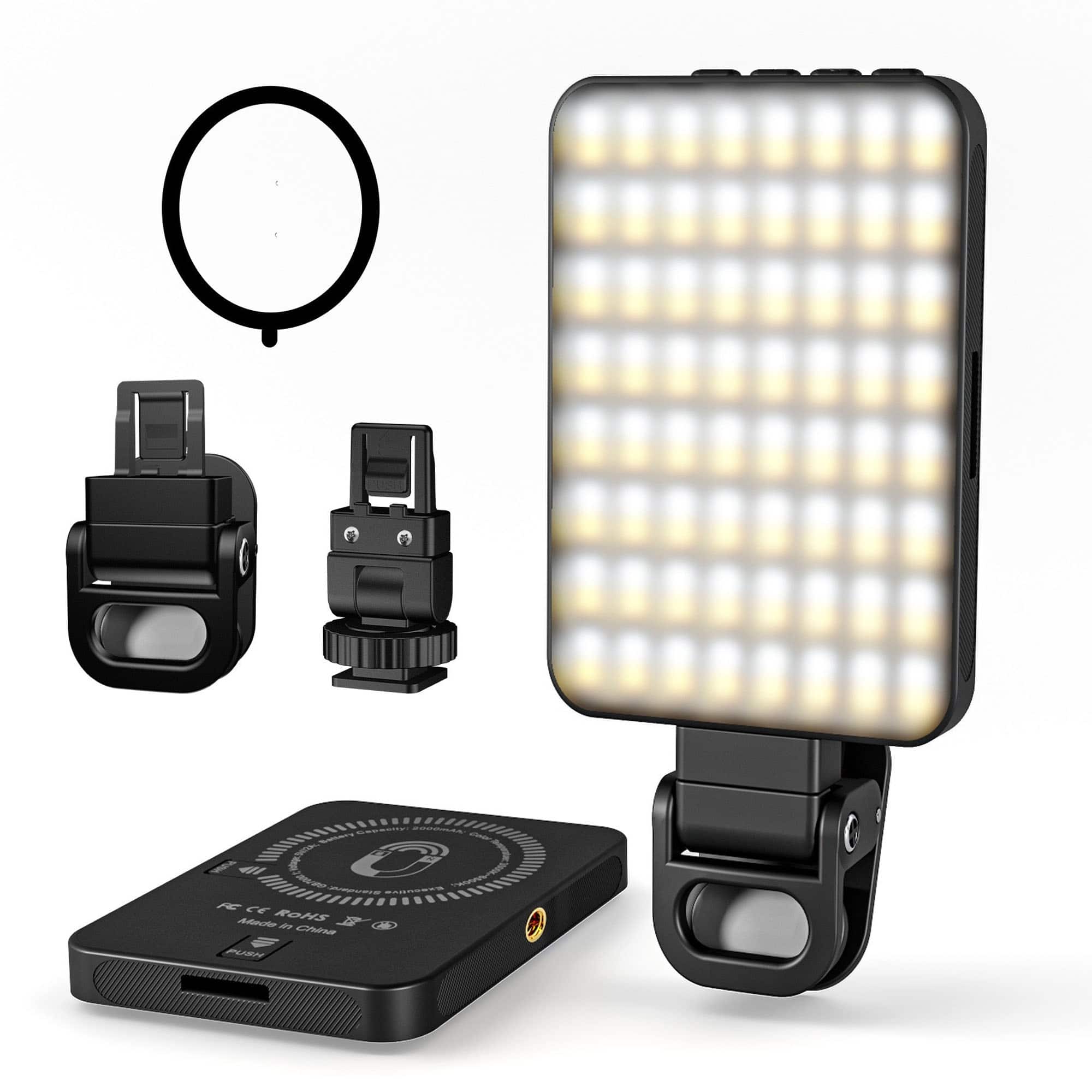 YONWAY - Multi-Functional Magnetic Fill Light, 3 Color Modes, 10 Brightness Levels, 128 Eye-Caring LEDs for Camera, Phone, Laptop