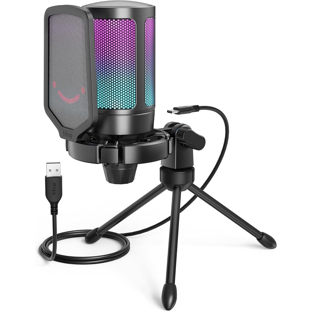 MOSZAR LLC - Gaming USB Microphone – RGB Condenser Mic with Quick Mute & Tripod Stand