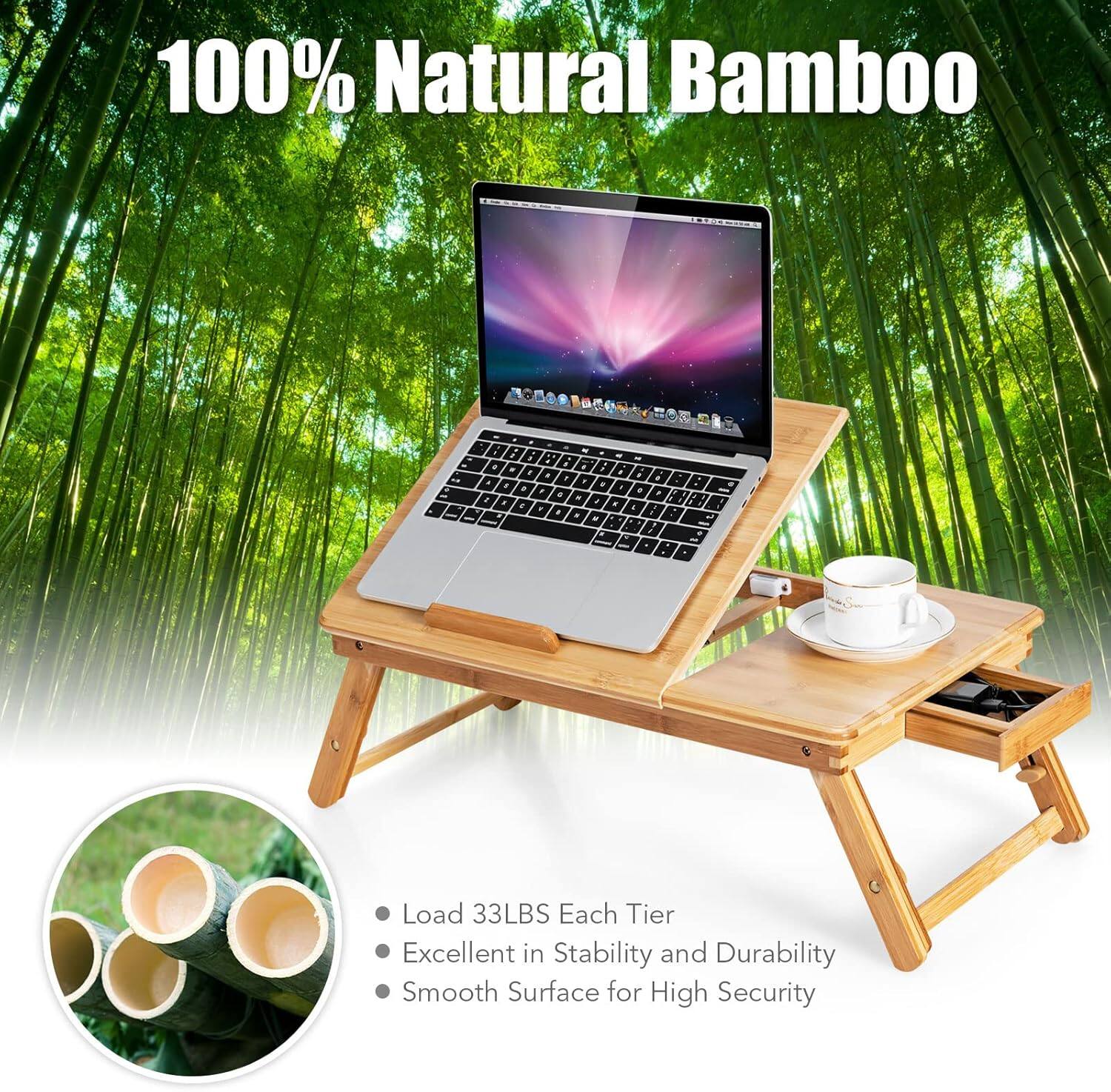 100% Natural Bamboo

- Load 33LBS Each Tier
- Excellent in Stability and Durability
- Smooth Surface for High Security