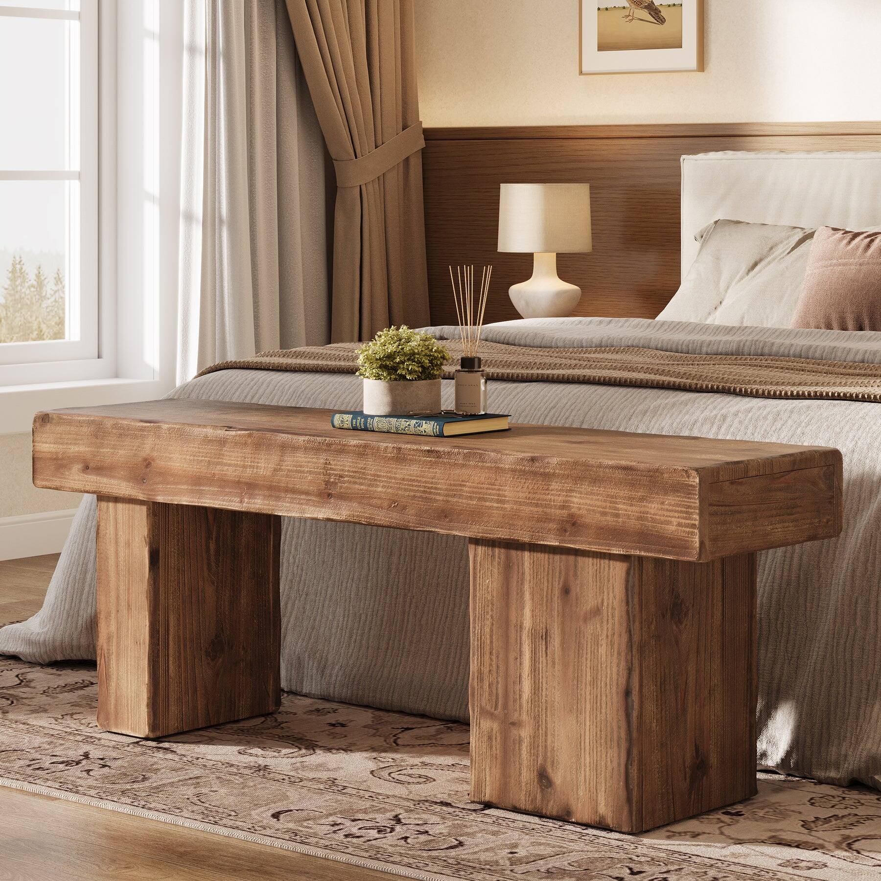 Tribesigns Office Reception Bench with Solid Wood Construction, for ...