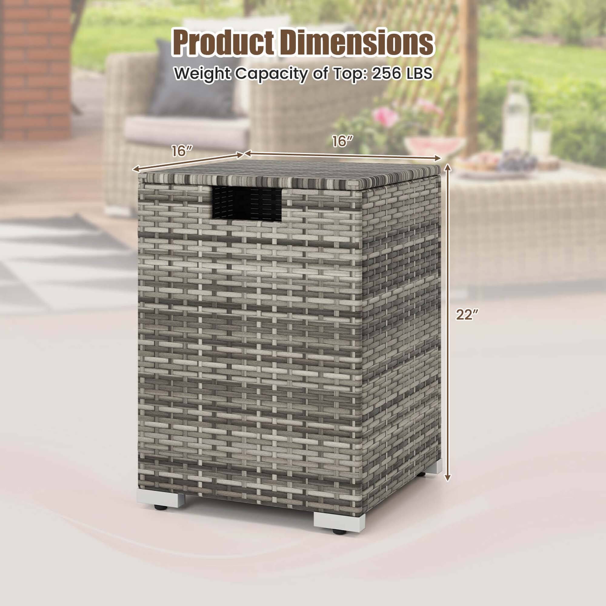 Product Dimensions: 16" 16" 22"
Weight Capacity of Top: 256 LBS