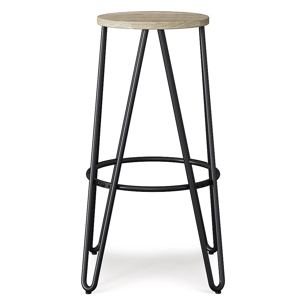 Alt View 12. Simpli Home - Simeon 30 inch Metal Bar Stool with Wood Seat - Natural / Black.