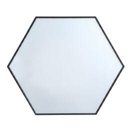 Elegant Decor - Metal frame hexagon mirror 30 inch - Black