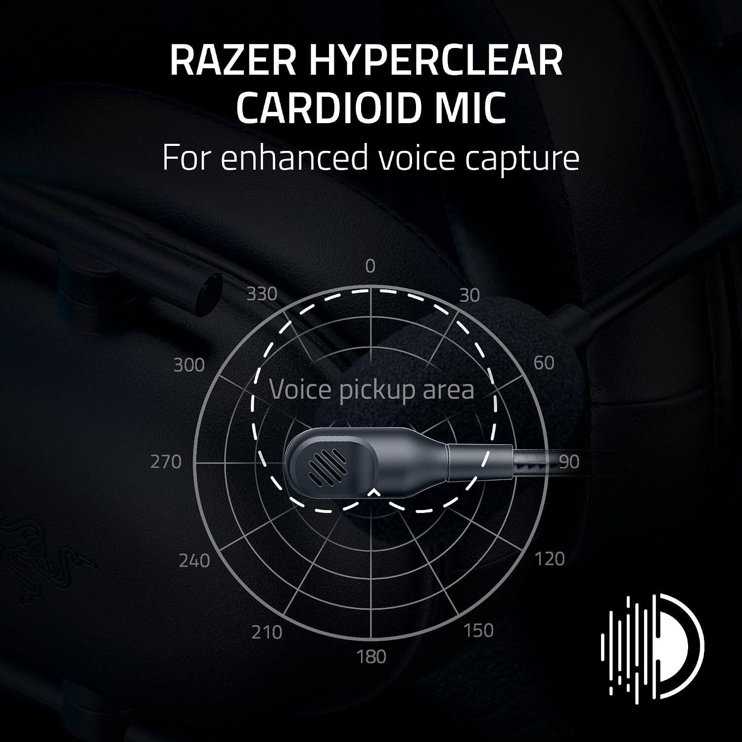RAZER HYPERCLEAR CARDIOID MIC  
For enhanced voice capture  

Voice pickup area