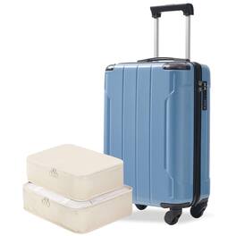 Loheer - 20-Inch Hardshell Carry-On Luggage, Lightweight ABS Suitcase with Spinner Wheels and TSA Lock - Blue-gray