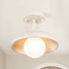 Front. Parrot Uncle - 10.6 in. 1-Light Antique White Bowl Semi-Flush Mount Ceiling Light - Antique White.