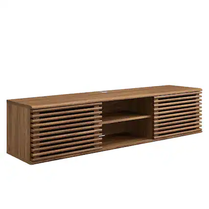 Front. Modway - Render 60" Wall-Mount Media Console TV Stand by Modway - Walnut.