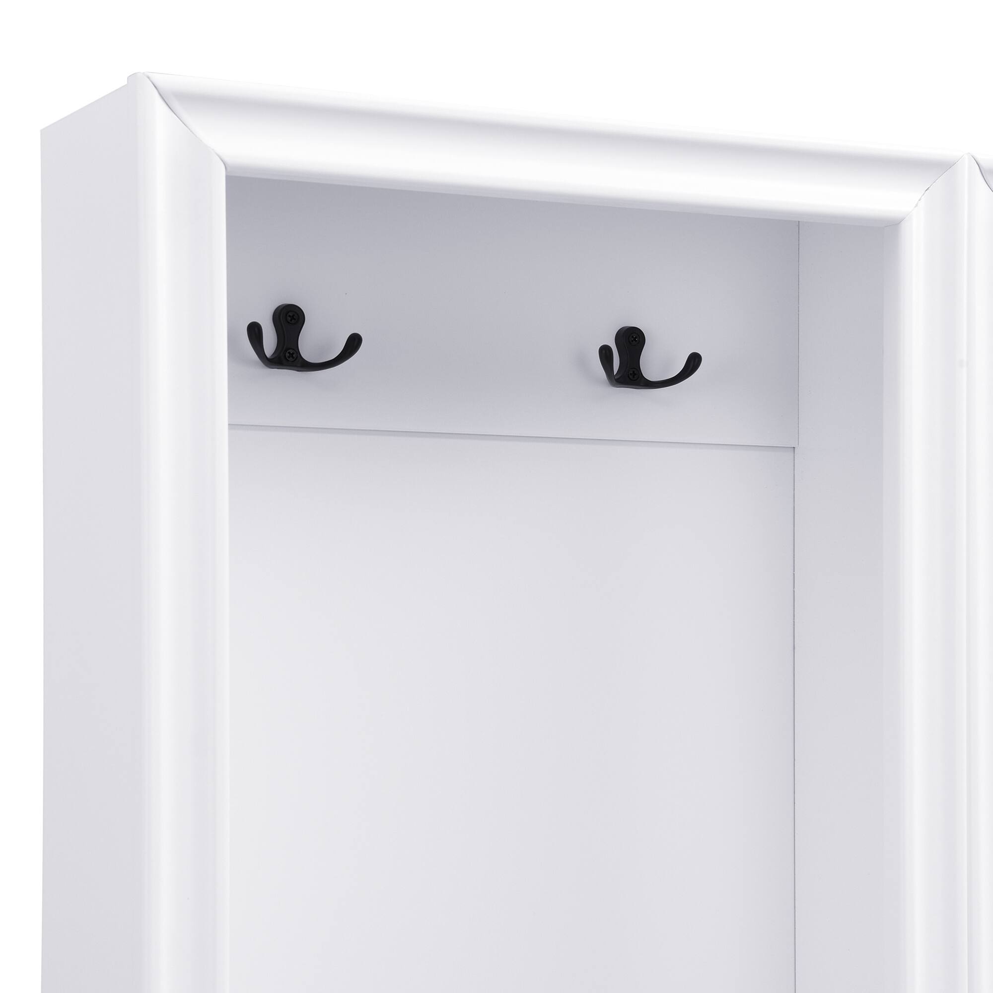 Alt View 7. GOODSILO - Elegant Free Standing Hall Tree Set of 2, Multifunctional Entryway Coat Rack with Seating Bench and Storage Drawers - White.