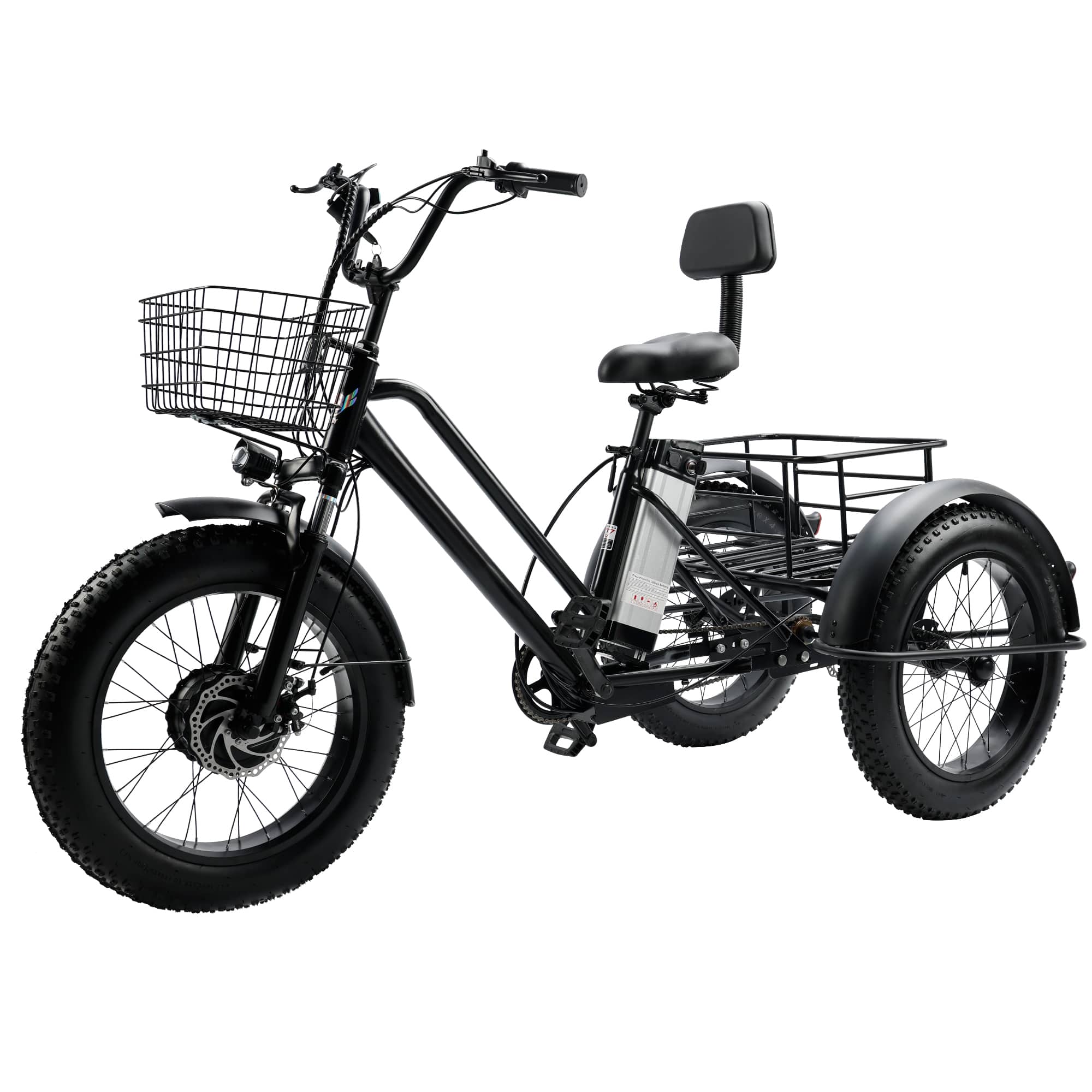 Topteng - ​​500W 48V/13Ah Electric Snow Trike - 4.0 Fat Tires, 330 LBS, 19Mph, 21 Miles to 25Miles Range for Adult - Black