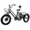 Front. Topteng - 500W 48V Electric Tricycle, 20" Fat Tire Trike, 19Mph, 25 mile Range, All-Terrain 3-Wheel E-Bike for Adult - Black.