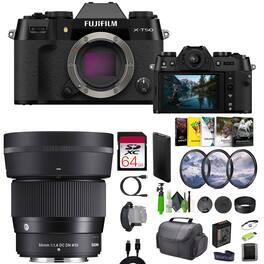 Fujifilm - X-T50 Mirrorless Digital Camera + Sigma 56mm Contemporary Lens + More - Black