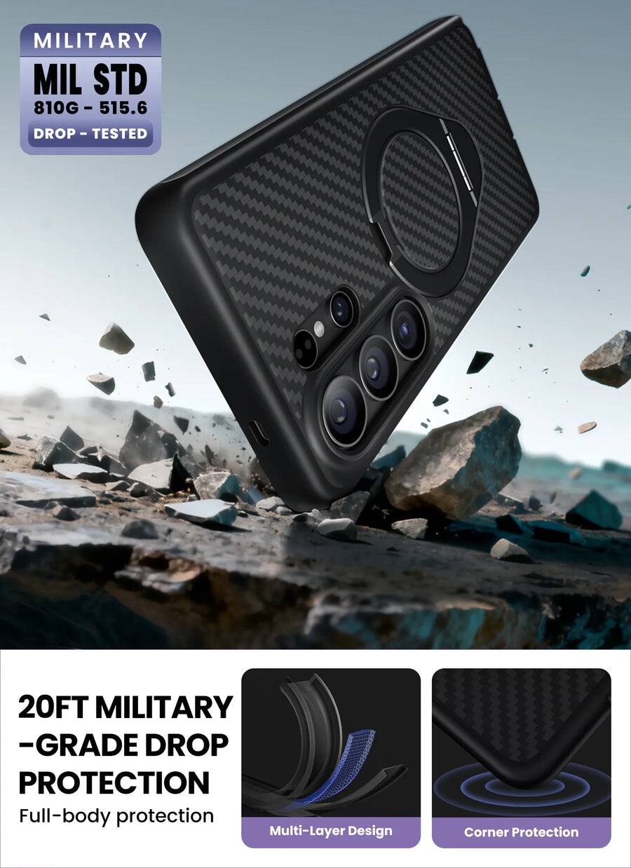 MILITARY  
MIL STD 810G - 515.6  
DROP - TESTED  

20FT MILITARY - GRADE DROP PROTECTION  
Full-body protection  
Multi-Layer Design  
Corner Protection