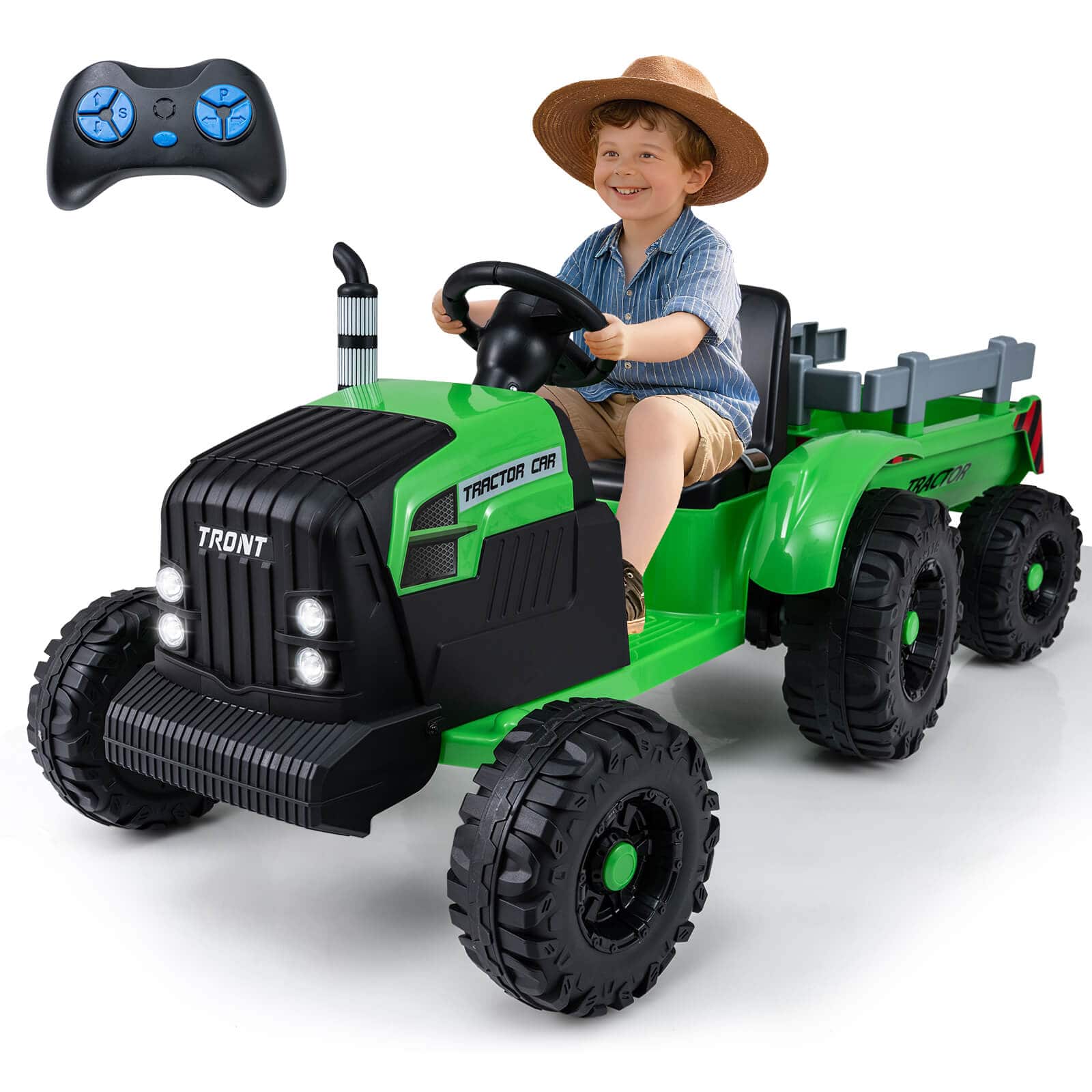 Costway - 24V Ride On Tractor for Kids with Detachable Trailer Remote Control Music - Green price history on PriceWatchPro