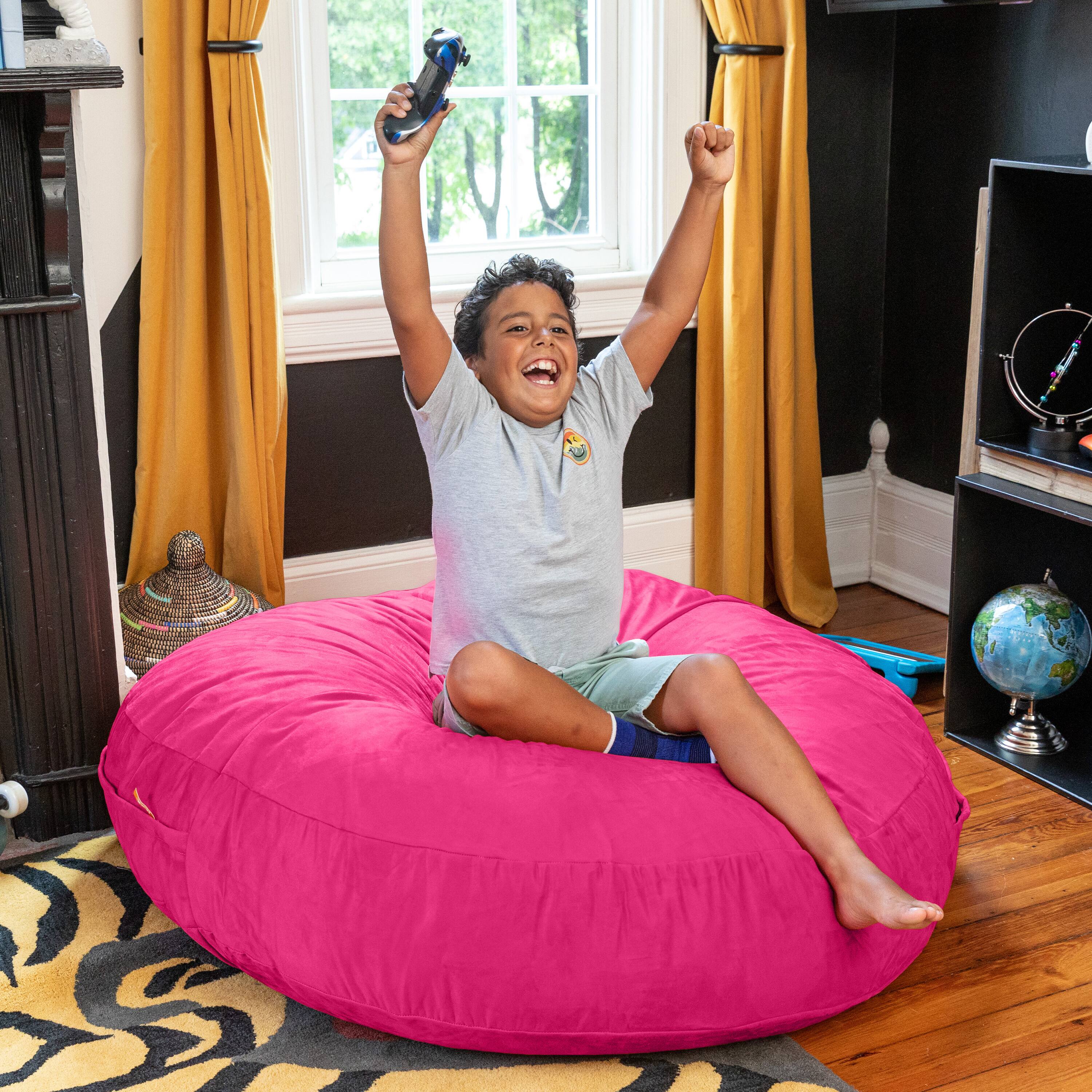 Alt View 3. Jaxx - Jaxx Cocoon 4 Foot Bean Bag Chair and Crash Pad, Fuchsia - Fuchsia.