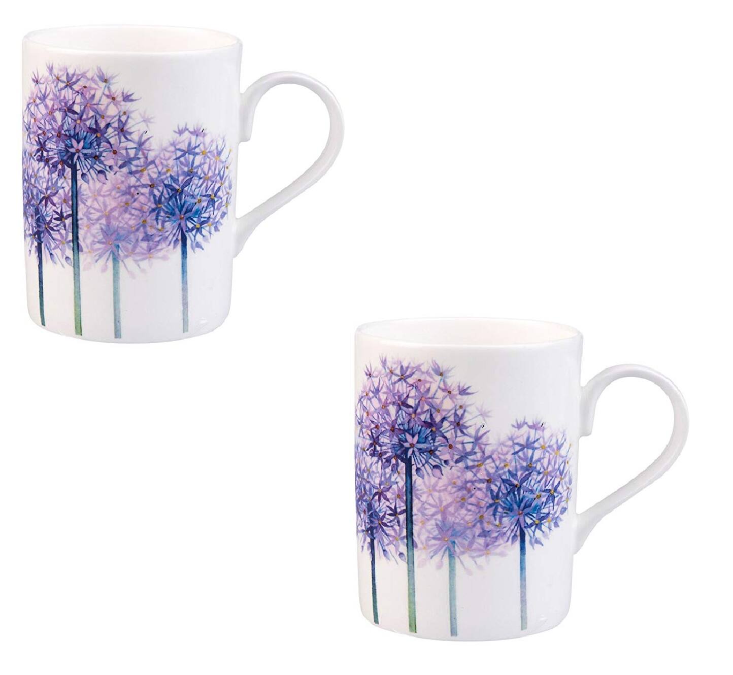 Angle. Jiallo - Roy Kirkham LUCY MUG-ALLIUMS, Set of 2, Design: 4 Stems - Mutli color.