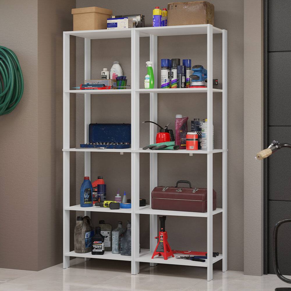 Angle. Madesa - Madesa Garage Storage Rack with 10 Open Shelves 47"L Multiuse Modular Organization Cabinet for Tools - White - White.