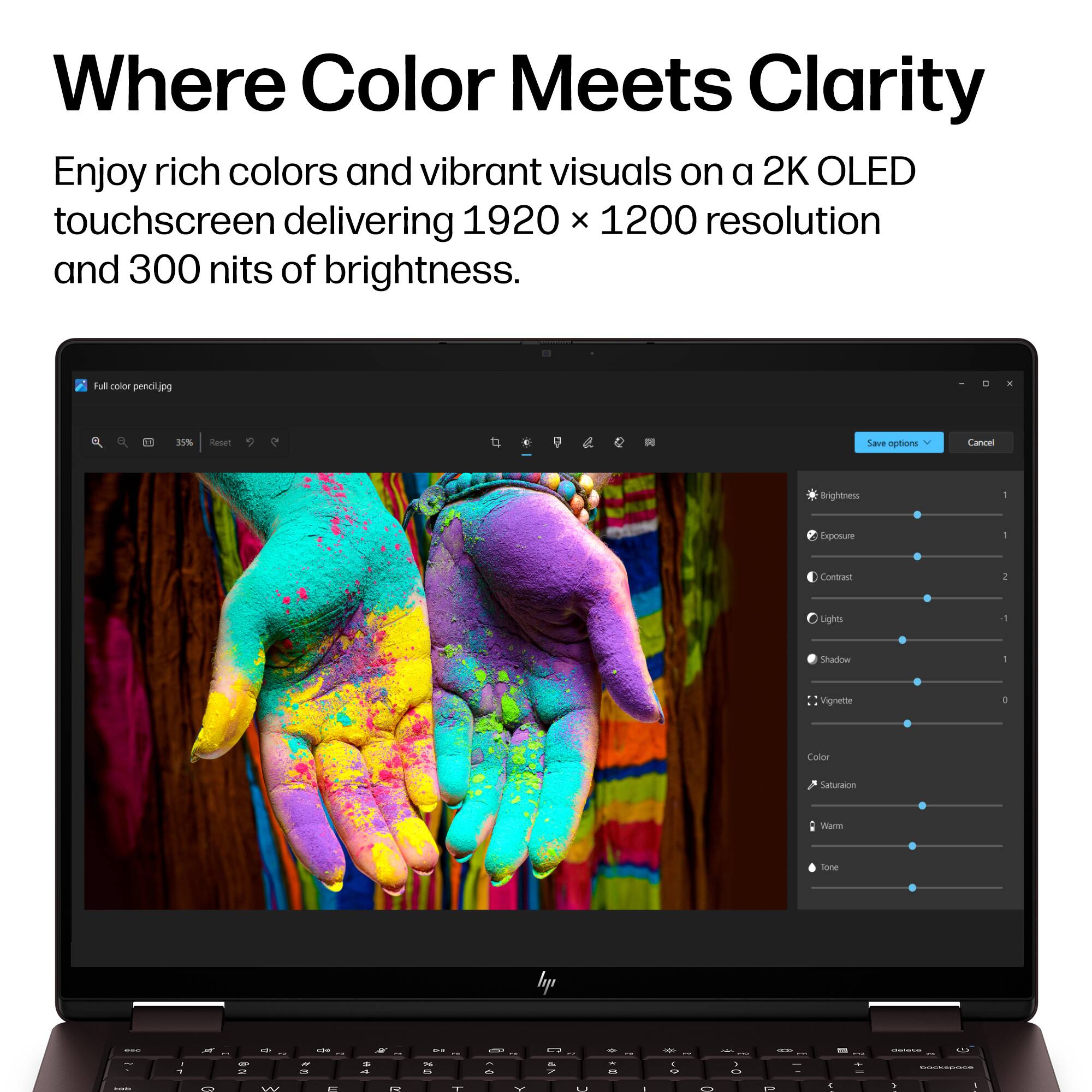 Where Color Meets Clarity

Enjoy rich colors and vibrant visuals on a 2K OLED touchscreen delivering 1920 x 1200 resolution and 300 nits of brightness.