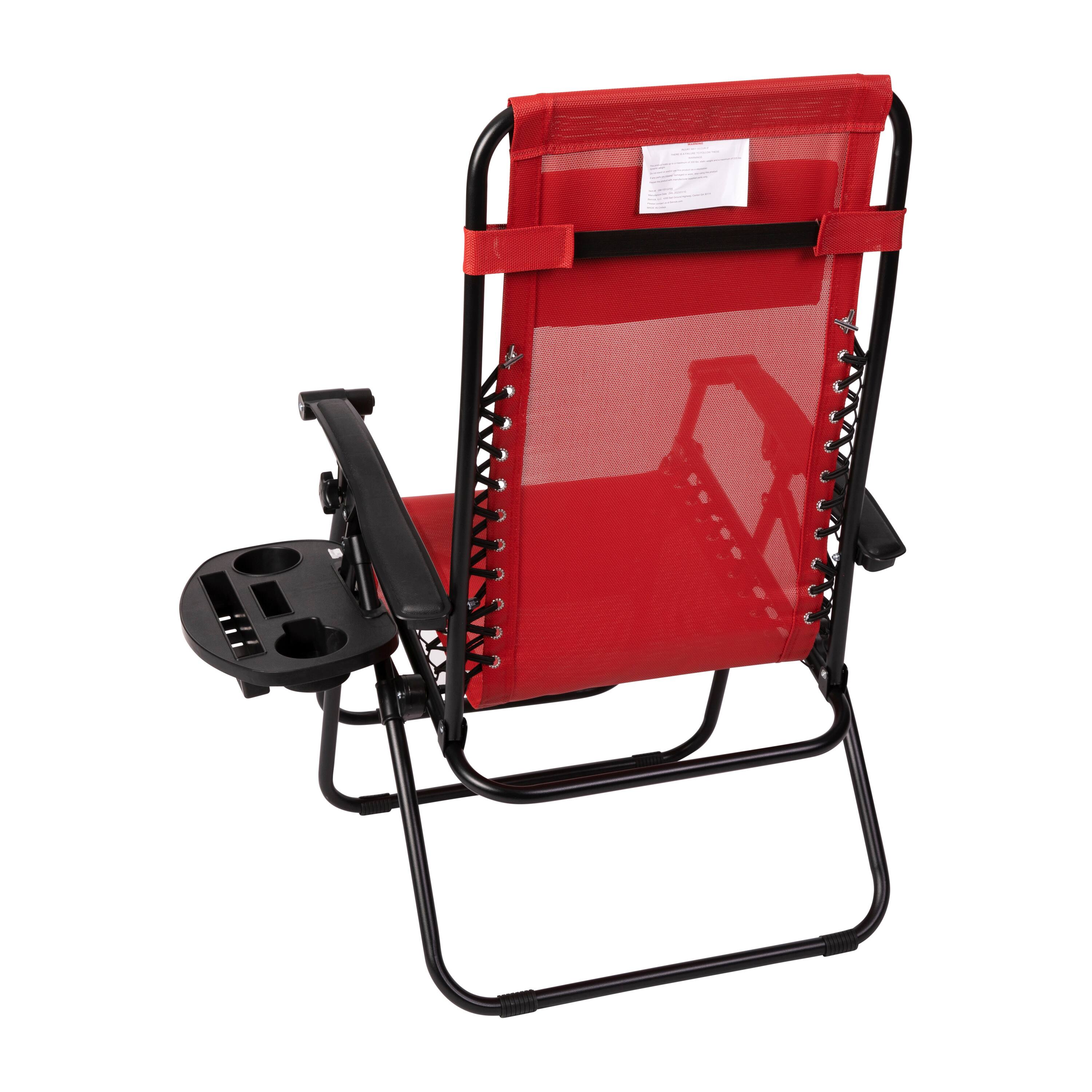 Alt View 8. Emma + Oliver - 2 Pack Adjustable Mesh Zero Gravity Lounge Chair with Cup Holder Tray - Red.