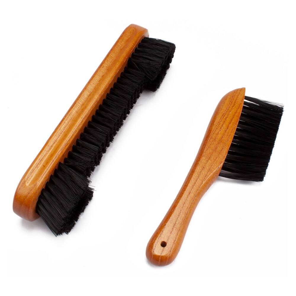 GSE Games & Sports Expert - GSE 2-Piece Solid Wood Billiard Pool Table Brush and Rail Brush Set, Pool Table Accessories - Oak