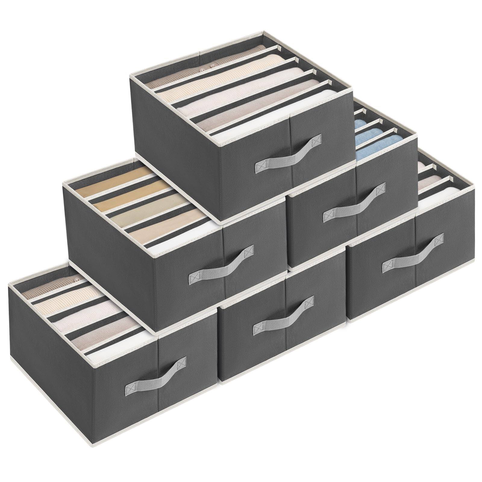 Alt View 6. Dazzling Pops - Clothes Organizers and Storage - Fabric Jeans Organizer with Handles, Foldable Drawer Dividers for Clothes,... - Pale Grey 14in. 6 Pack(4/5/7 Grids).