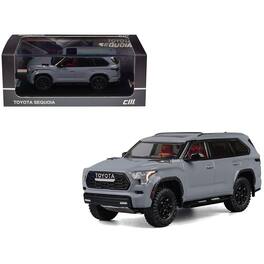2024 Toyota Sequoia Cement Gray w/ Red Interior 1/64 Diecast Model Car by CM Models