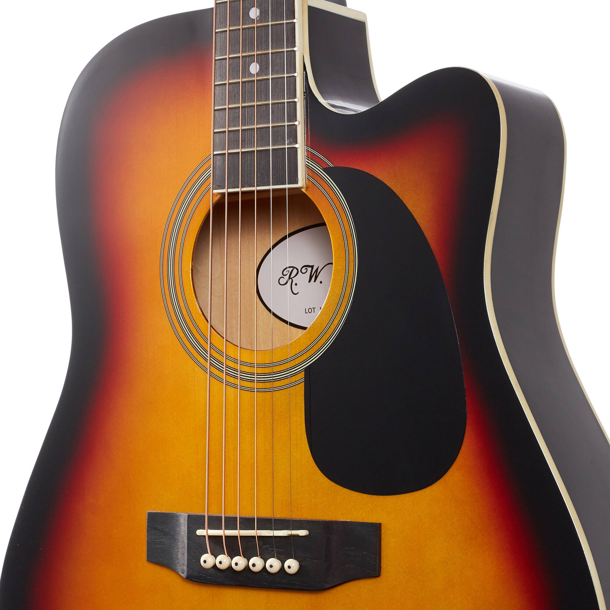 Alt View 3. Jameson Guitars - Thinline Cutaway Acoustic Electric Guitar with Gig Bag - Right Handed - Sunburst.