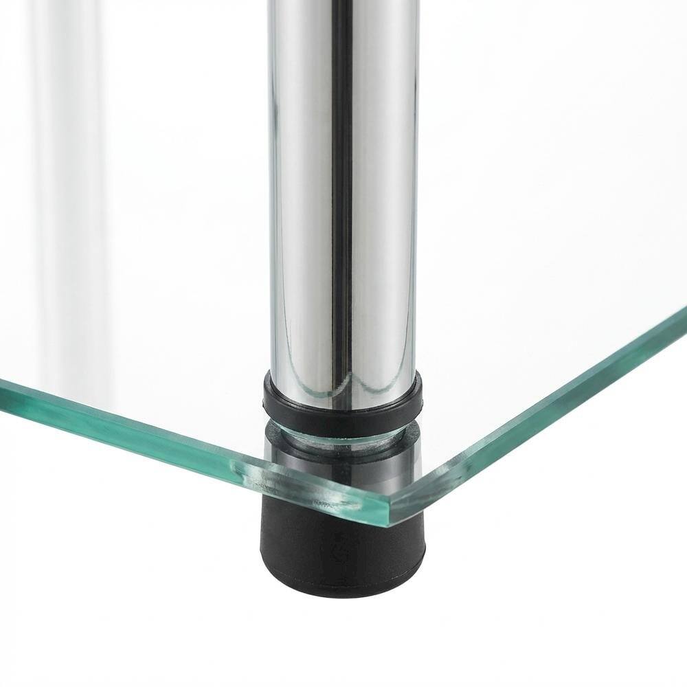 Back. FurniFact - Corner Tower Shelf, Gray Glass - Metallic.