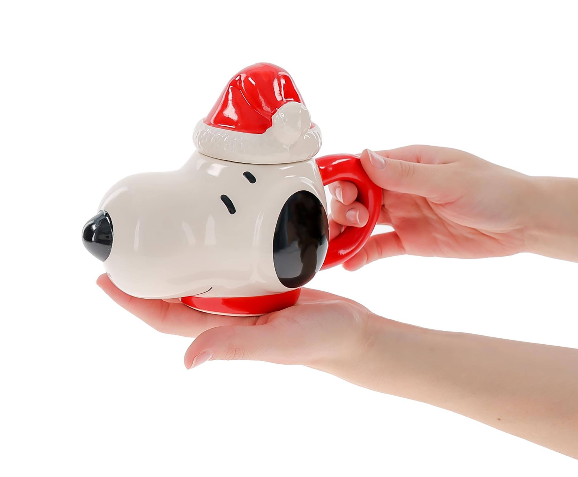 Alt View 3. Peanuts - Peanuts Santa Snoopy 14.5oz Molded Mug with Lid - Red/White.