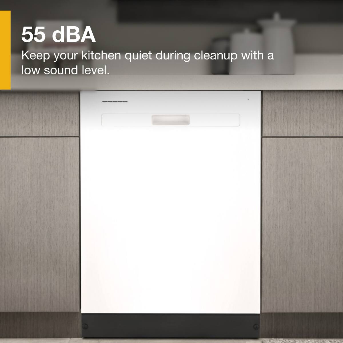55 dBA  
Keep your kitchen quiet during cleanup with a low sound level.