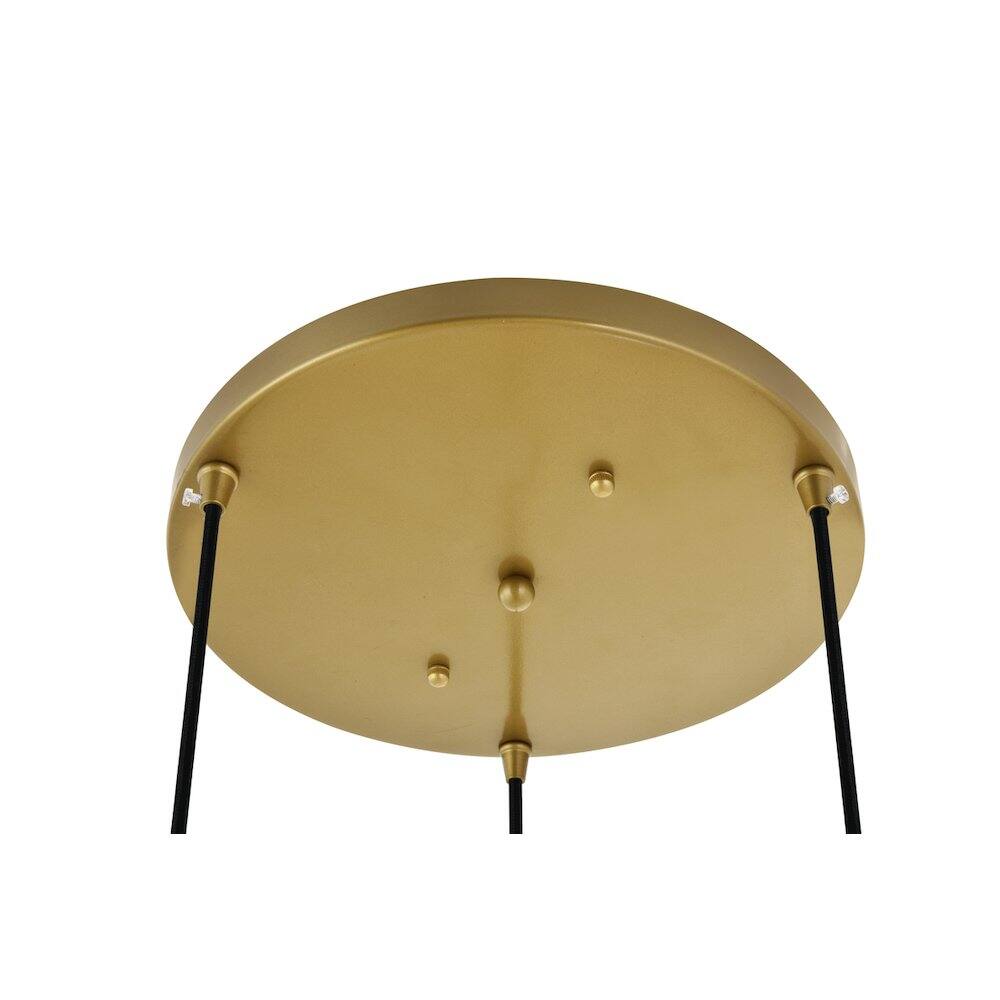 Left. Living District - Waltz 3 Light Brass Pendant - Brass And Clear.