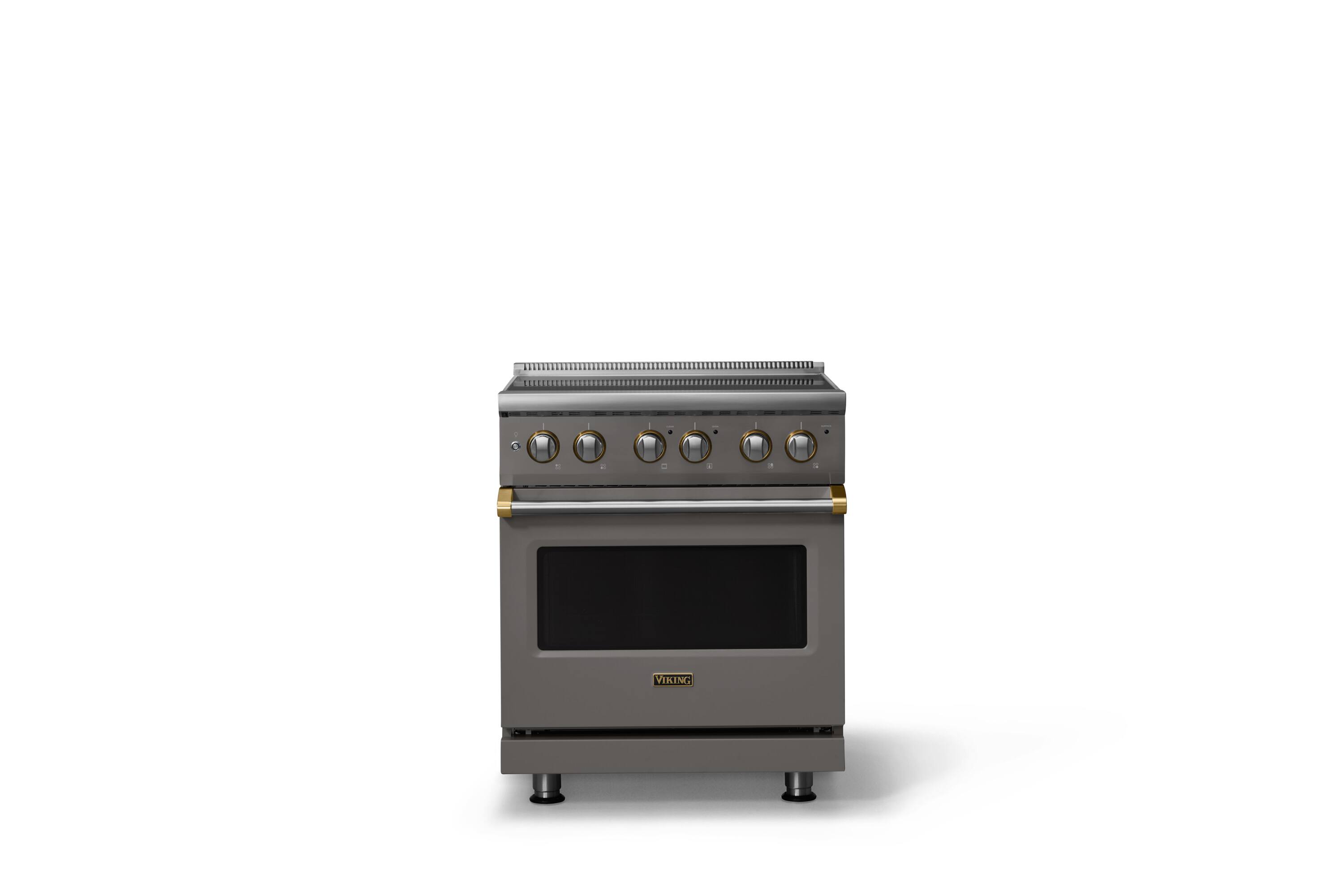 Viking - 30 in. Wide 4 Elements Pro 5 Series 4.7 Cu.Ft. Freestanding Electric Convection Range Brushed Brass Trim - Damascus Gray price history on PriceWatchPro