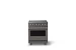 Front. Viking - 30 in. Wide 4 Elements Pro 5 Series 4.7 Cu.Ft. Freestanding Electric Convection Range Brushed Brass Trim - Damascus Gray.