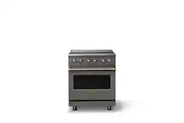 Viking - 30 in. Wide 4 Elements Pro 5 Series 4.7 Cu.Ft. Freestanding Electric Convection Range Brushed Brass Trim - Damascus Gray
