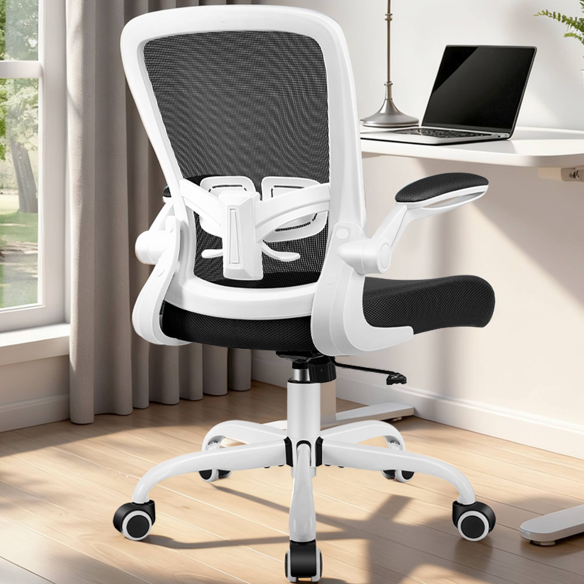 Alt View 4. KERDOM - Office Chair for Conference Room - Ergonomic Desk Chair with Adjustable Lumbar Support, Swivel, Tilt, Breathable Mesh - White.
