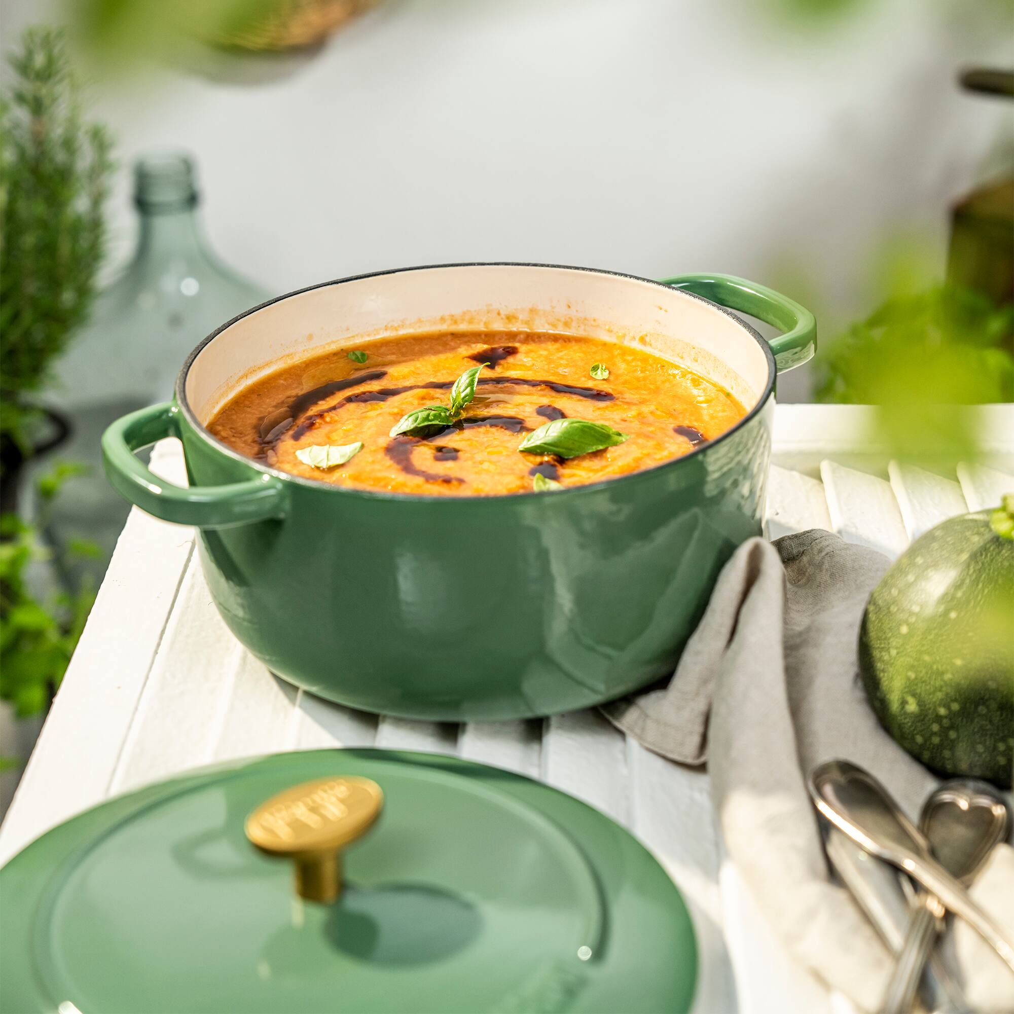 Alt View 1. Ballarini - Ballarini Bellamonte Cast Iron 7.5-qt Round Dutch Oven - Saggio Green - Green.