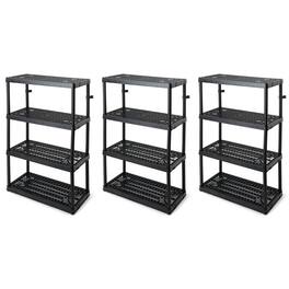 Gracious Living - 4 Shelf Fixed Height Ventilated Storage Unit, 3 Pack - Black