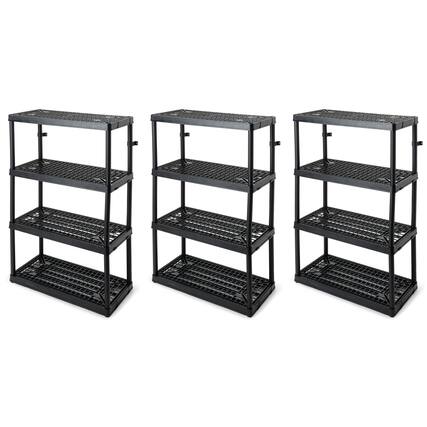 Front. Gracious Living - Gracious Living 4 Shelf Fixed Height Ventilated Storage Unit, Black, 3 Pack - Black.