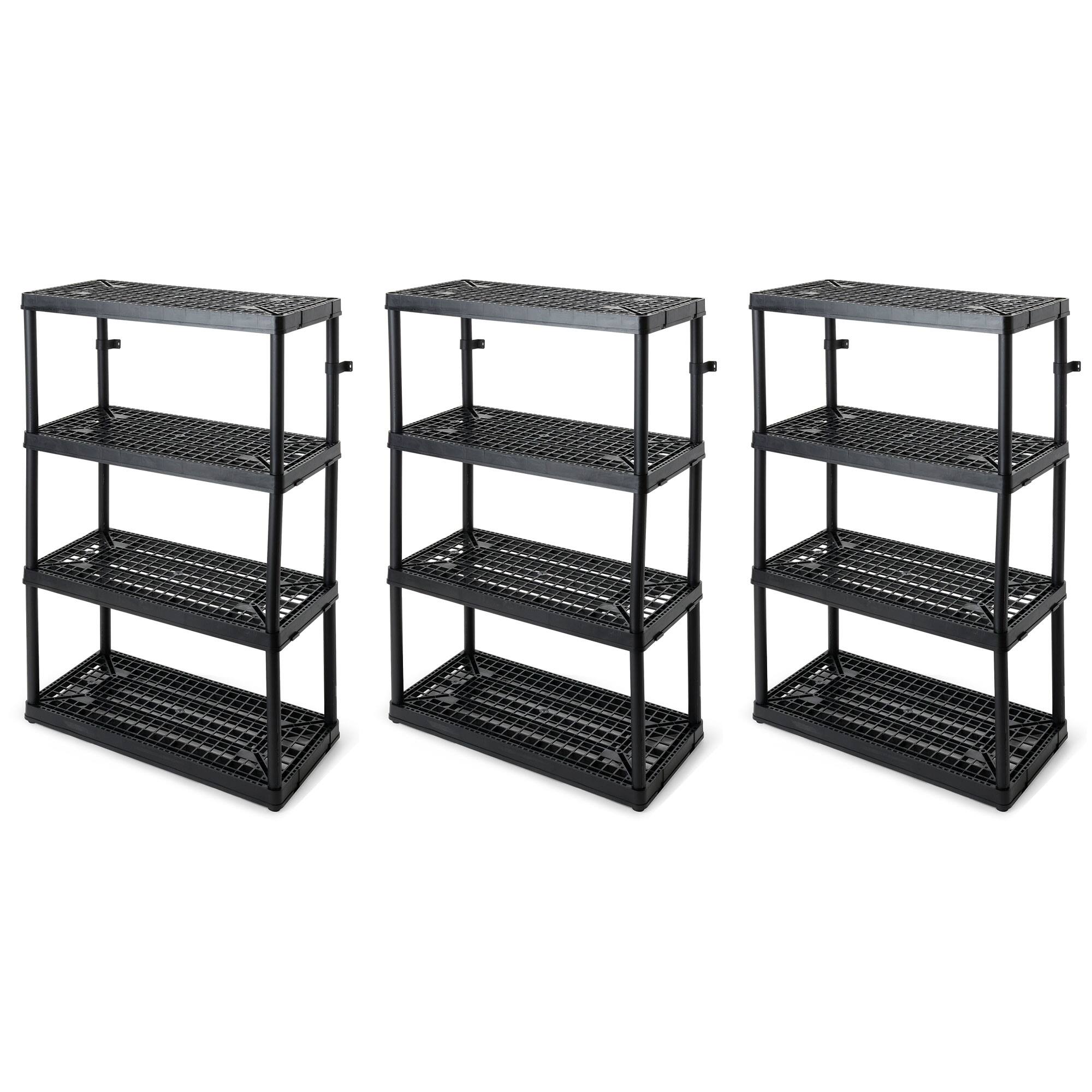 Front. Gracious Living - Gracious Living 4 Shelf Fixed Height Ventilated Storage Unit, Black, 3 Pack - Black.